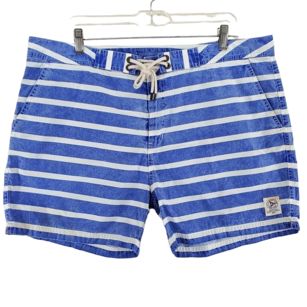 Vtg Polo Ralph Lauren Shorts Trunks Mens 38 Blue White Striped Unlined (38x5)